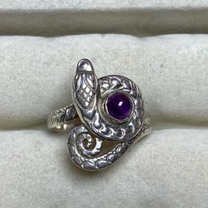 Sterling Silver and Amethyst Snake Ring